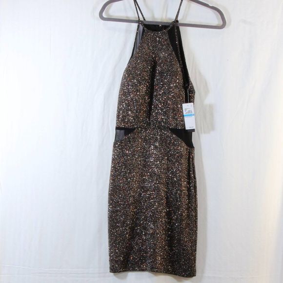 City Studio Womens' Core Social Glitter Sparkle Metallic Mini Dress NWT - Picture 1 of 5